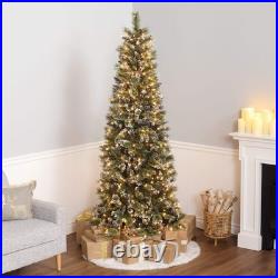 7.5 ft. Pre-Lit Glittery Bristle Slim Tree with Clear Lights, Plug-In