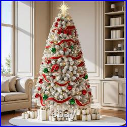 7.5 ft Pre Lit Snow Flocked Christmas Tree 350 Dual Color Lights Remote Control
