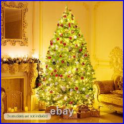 7.5 ft Pre-Lit Snow Flocked Christmas Tree Xmas Hinged Tree with 530 LED lights