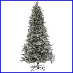 7.5 ft. Pre-Lit Snowy Poechmann Fir Tree with LED Lights, Plug-In