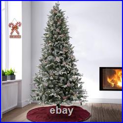 7.5 ft. Pre-Lit Snowy Poechmann Fir Tree with LED Lights, Plug-In
