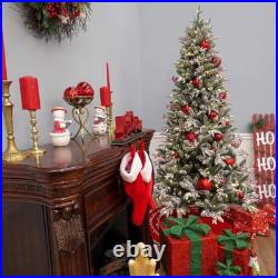 7.5 ft. Pre-Lit Snowy Poechmann Fir Tree with LED Lights, Plug-In