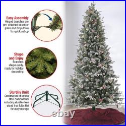 7.5 ft. Pre-Lit Snowy Poechmann Fir Tree with LED Lights, Plug-In