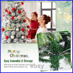 7.5 ft Pre-lit Snow Flocked Artificial Christmas Tree with Multi-Color LED Lights