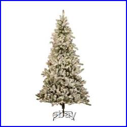 7.5-ft Pre-lit Traditional Flocked Christmas Tree Dual Lights Holiday Living NIB