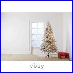 7.5-ft Pre-lit Traditional Flocked Christmas Tree Dual Lights Holiday Living NIB