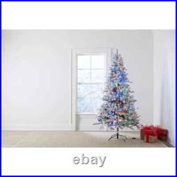 7.5-ft Pre-lit Traditional Flocked Christmas Tree Dual Lights Holiday Living NIB