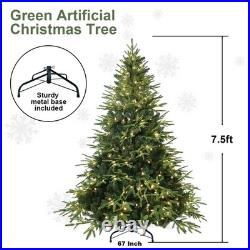 7.5 ft Prelit Artificial Christmas Tree Green Fir & 650 Lights 3280 PE&PVC Tip