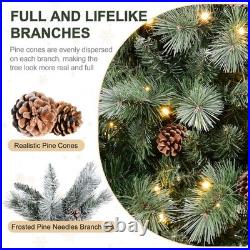 7.5 ft Prelit Artificial Snow Tips Christmas Tree With 450 Lights 92 Pinecones
