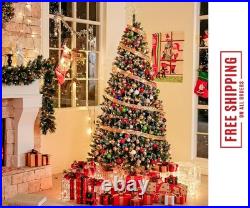 7.5 ft Prelit Christmas Tree, Artificial Christmas Tree with 350 Warm White Ligh