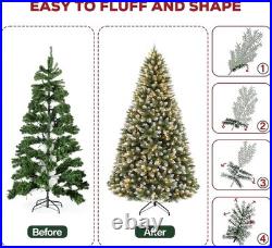 7.5 ft Prelit Christmas Tree, Artificial Christmas Tree with 350 Warm White Ligh