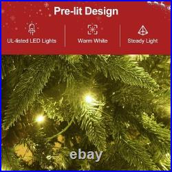 7.5 ft Prelit Pencil Christmas Tree PE/PVC Artificial Slim Xmas Tree&450Lights
