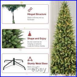 7.5 ft Prelit Pencil Christmas Tree PE/PVC Artificial Slim Xmas Tree&450Lights