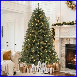 7.5ft Artificial Balsam Fir Christmas Tree Pre-Lit with Warm LED Lights