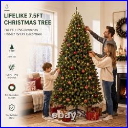 7.5ft Christmas Tree Pre-Lit Artificial Green with 1450 Branch Tip & 450 LED light