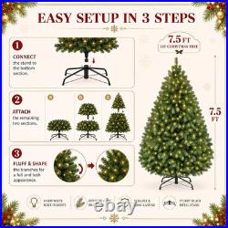 7.5ft Christmas Tree Pre-Lit Artificial Green with 1450 Branch Tip & 450 LED light