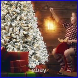 7.5ft Christmas Tree Prelit Artificial Xmas Snow Flocked LED Light Holiday Decor