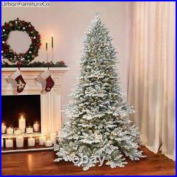 7.5ft Fir Down swept Flocked Tree Molded Tips Sure-Lit Pole with 800 UL Lights