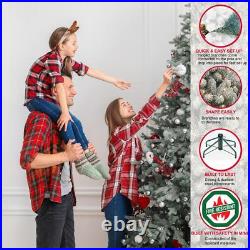 7.5ft Fir Down swept Flocked Tree Molded Tips Sure-Lit Pole with 800 UL Lights