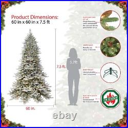 7.5ft Fir Down swept Flocked Tree Molded Tips Sure-Lit Pole with 800 UL Lights