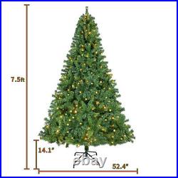 7.5ft Optic Artificial Christmas Tree Colorful Led Lights Decorations US