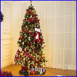 7.5ft Pencil Slim Green Christmas Tree Xmas LED Light Pre Lit Holiday Decoration