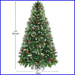 7.5ft Pre-Lit Frosted Pine Christmas Tree with 1398 Tips, 550 Lights, Pine Cones