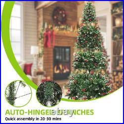 7.5ft Pre-Lit Frosted Pine Christmas Tree with 1398 Tips, 550 Lights, Pine Cones