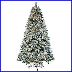 7.5ft Pre-Lit Premium Snow Flocked Hinged Artificial Christmas Tree withLED Light