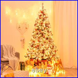 7.5ft Pre-Lit Premium Snow Flocked Hinged Artificial Christmas Tree with 450 Light