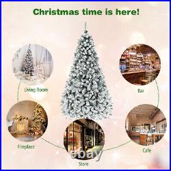 7.5ft Pre-Lit Premium Snow Flocked Hinged Artificial Christmas Tree with 450 Light