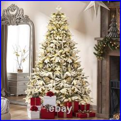 7.5ft Pre-Lit Snow Flocked Christmas Tree with Remote Christmas Tree 330 Lights