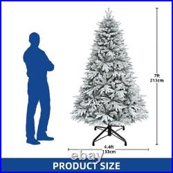 7.5ft Pre-Lit Snow Flocked Christmas Tree with Remote Christmas Tree 330 Lights