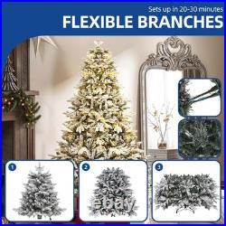 7.5ft Pre-Lit Snow Flocked Christmas Tree with Remote Christmas Tree 330 Lights