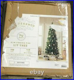 7.5ft Pre-lit Artificial Christmas Tree Slim Virginia Pine with Clear Lights NEW
