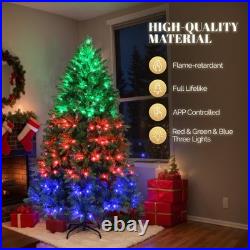 7.5ft Pre-lit LED Christmas Tree with App-Controlled RGB Lights, 2436 Tips
