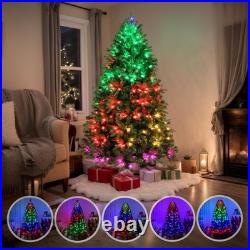 7.5ft Pre-lit LED Christmas Tree with App-Controlled RGB Lights, 2436 Tips