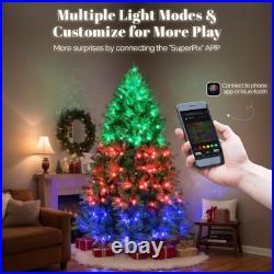 7.5ft Pre-lit LED Christmas Tree with App-Controlled RGB Lights, 2436 Tips