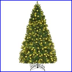 7.5ft Pre-lit PVC Christmas Fir Tree Hinged 8 Flash Mode with400 LED Light