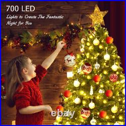 7.5ft Pre-lit PVC Christmas Fir Tree Hinged 8 Flash Mode with700 LED Light