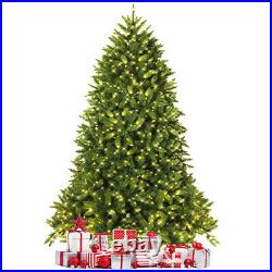 7.5ft Pre-lit PVC Christmas Fir Tree Hinged 8 Flash Mode with700 LED Light