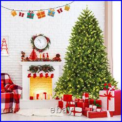 7.5ft Pre-lit PVC Christmas Fir Tree Hinged 8 Flash Modes 700 LED Lights