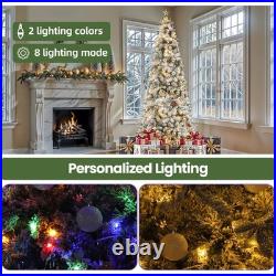 7.5ft Pre-lit Snow Flocked Pencil Christmas Tree 1000 Branches 350 Lights Remote