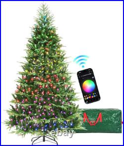 7.5ft Prelit Christmas Tree 700 LED RGBW Lights App Control Artificial Aspen Fir