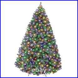 7.5ft Prelit Christmas Tree Fluffy Fraser Fir with 600 Multicolor Lights & 9