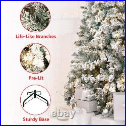 7.5ft Prelit Christmas Tree White Snow Flocked Holiday LED Light Xmas Decoration