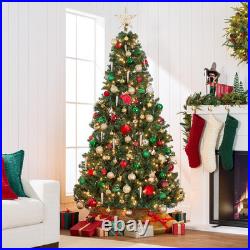 7.5ft Prelit Spruce Christmas Tree 550 Lights 1346 Tips Metal Stand Green