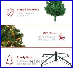 7.5ft Prelit Spruce Christmas Tree 550 Lights 1346 Tips Metal Stand Green