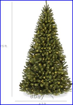 7.5ft Prelit Spruce Christmas Tree 550 Lights 1346 Tips Metal Stand Green