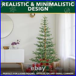 7.5ft Slim Pre-Lit Alpine Balsam Christmas Tree 170 LED Lights 10 Light Modes